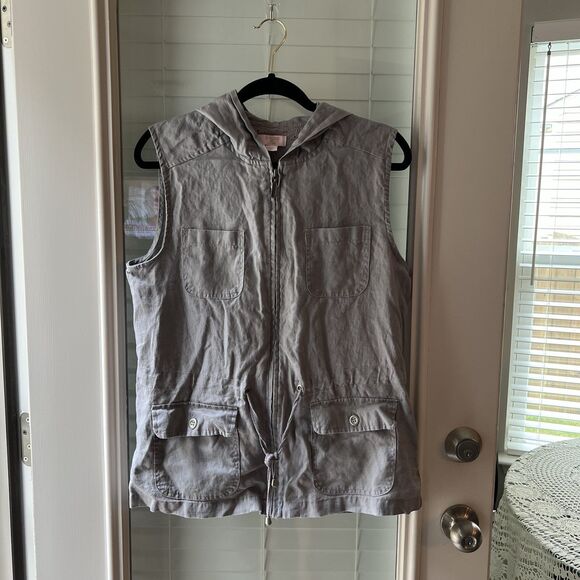 St Tropez 100% Linen Hoodie Large Vest - Picture 1 of 4